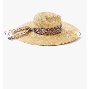 Forever 21 Leopard Trim Straw Fedora